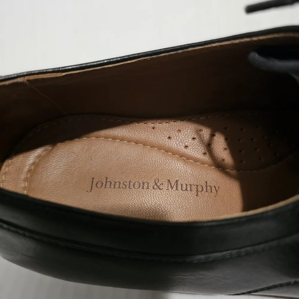 Johnston & Murphy Sz 11.5 Black Leather cap toe Oxford shoes Dress formal